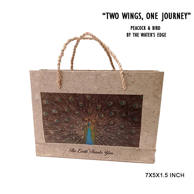 Eco-Friendly Handcrafted Bag – 7x5 - Peacock & Bird - Image 2